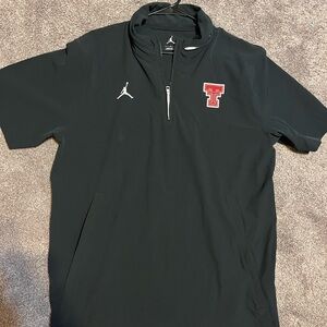 Jordan Black Short-Sleeve Quarter-Zip Pullover with Red Texas Tech Patch